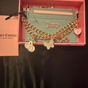 Juicy Couture sage Cardholder with Gold Charms